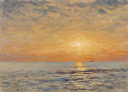 Giorgio BELLONI (1861-1944) Coucher de soleil sur la mer

Huile sur panneau

Signée...