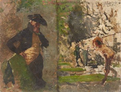 Mose BIANCHI (1840-1904) 
Etudes de personnages, 72
Huile sur panneau
Monogrammée...