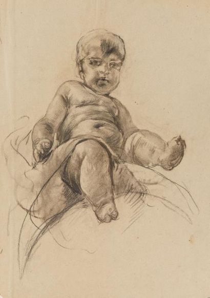Mose BIANCHI (1840-1904) 
Putti
Fusain sur papier
52 x 36.5 cm. - 20 1/2 x 14 1/4...