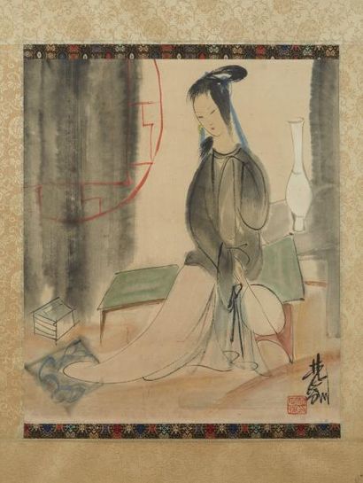 LIN FENGMIAN (1900-1991) Lin FENGMIAN (1900-1991)
Jeune femme à l'éventail
Encre...