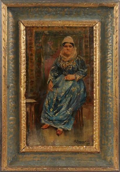 FAUSTO ZONARO (1854-1929) Jeune femme, 1886
Huile sur toile
Signée et datée en bas...