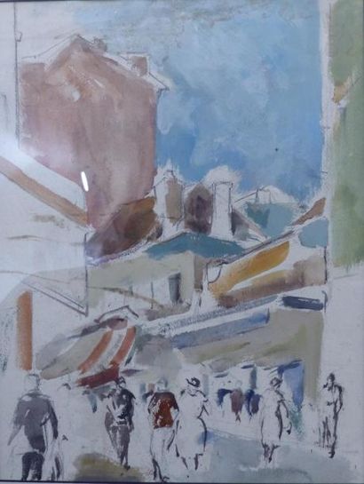 MACARIO VITALIS (1898-1990) Les passants,
Gouache et crayon sur papier
35 x 27 cm....