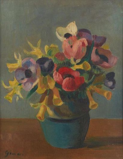 Wilhelm GIMMI (1886-1965) Bouquet des fleurs
Huile sur toile
Signée en bas à gauche
41...