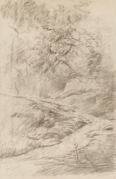 * Mosè BIANCHI (1840-1904) Paysage
Fusain sur papier
59 x 39 cm. - 23 1/4 x 15 1/4...