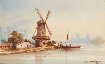 Jan WEISSENBRUCH (1822-1880) Jan WEISSENBRUCH (1822-1880)

Scène hollandaise

Aquarelle,...