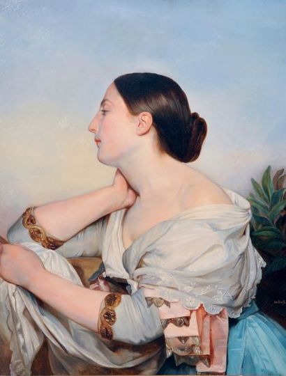 Edouard DUBUFE (1820-1883) Edouard DUBUFE (1820-1883)

Jeune femme de profil

Huile...