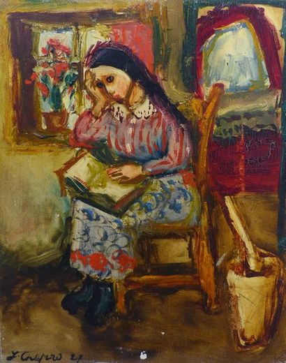 Jacques CHAPIRO (1887-1972 Jeune femme à la lecture

Huile sur panneau, signée et...