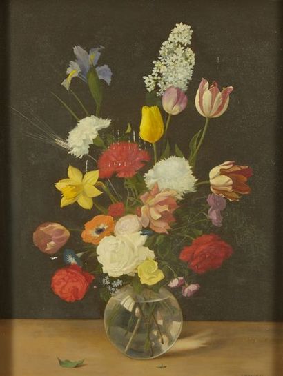 K. YUAMAGUCHI (XXème) Vase aux fleurs

Huile sur panneau, signée et datée 1970 en...