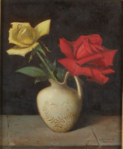 K. YUAMAGUCHI (XXème) Vase aux fleurs

Huile sur panneau, signée et datée 1962 en...