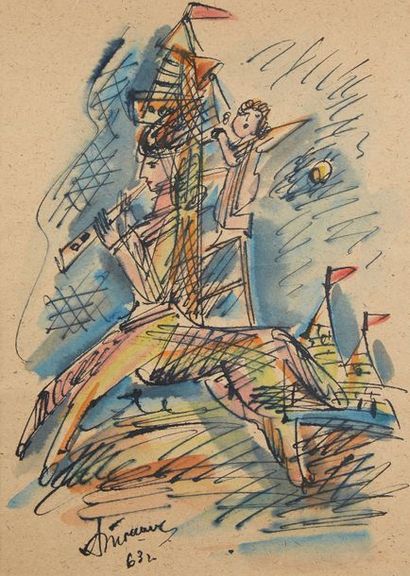 Alexandre TYSCHLER (1898-1980) Le petit cheval de bois, 1963

Aquarelle sur papier

Signée...