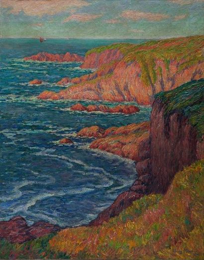 Henry MORET (1856-1913) Les falaises rouges en bord de mer
Huile sur toile, signée...