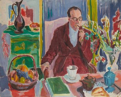 Jules CAVAILLES (1901-1977) Portrait de Robert Mallet,
Huile sur toile, signée et...