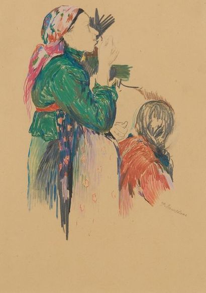 Philip MALIAVINE (1869-1940) Etude de femmes
Technique mixte sur papier, signée en...