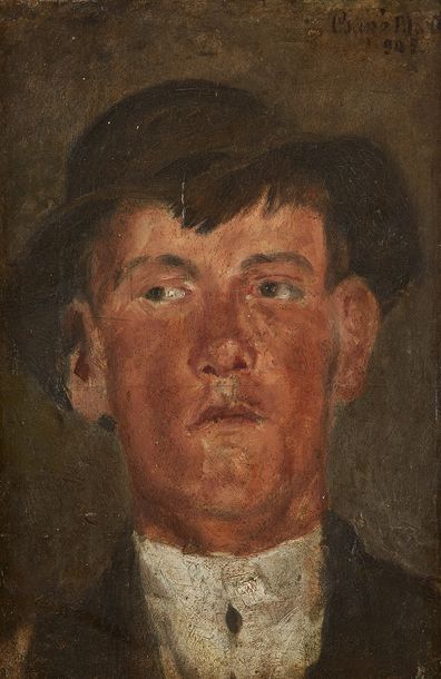 Màrton CSAPO (1889-?) Portrait d'homme au chapeau
Huile sur carton, signée et datée...