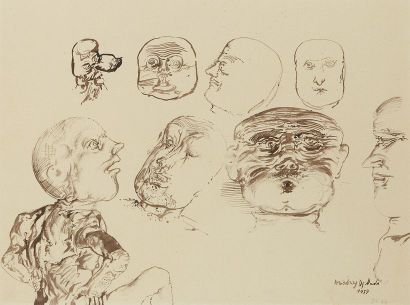Miodrag DADO (1933-2010) Etude de tête
Encre sur papier, signée et datée 1959 en...
