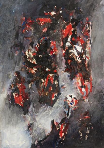 Milorad Bata MIHAILOVITCH (1923-2011) Composition rouge
Huile sur toile, signée en...