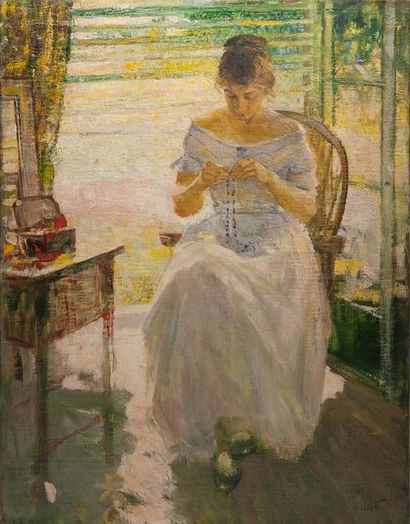 Richard Edward MILLER (1875-1943) Jeune femme au collier
Huile sur toile, signée...