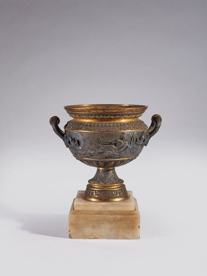 Alphonse GIROUX 
Coupe cratère en bronze...