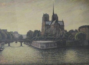 Robert SANTERNE Le chevet de Notre Dame de Paris Toile signée en bas à droite (petits...