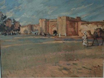 Charles DUVENT Vieille muraille à Rabat Panneau signé en bas à droite. 58 x 71 ....