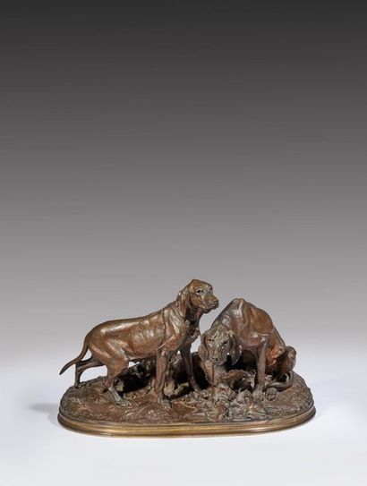 null Pierre-Jules MÊNE (1810-1879)

Deux chiens de chasse

Épreuve en bronze à patine...