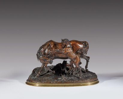null Pierre-Jules MÊNE (1810-1879)

Jument et son poulain

Épreuve en bronze à patine...