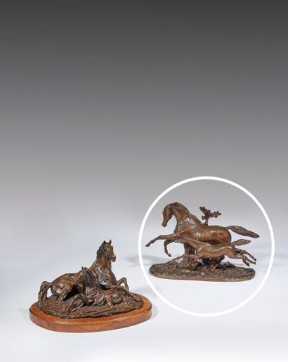 null Pierre LENORDEZ (1815-1892)

Jument et poulain

Épreuve en bronze à patine mordorée,...