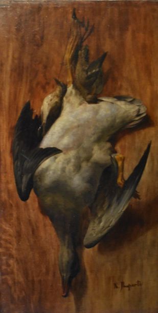 null Karl RUPERTI (XIXe siècle) : Deux trophées de chasse. Deux peintures sur toile,...