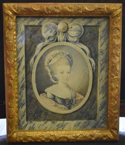 null ECOLE FRANÇAISE de la fin du XVIIIe siècle : Portraits présumés de la Comtesse...