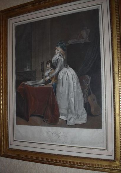 null ENGRAVING in colours after BOILLY, by CAZENAVE: L'Optique (slightly soiled)....