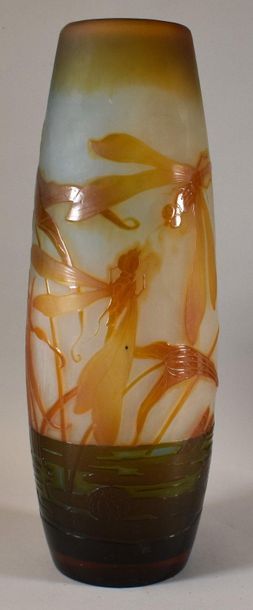 GALLÉ: Ovoid glass cameo vase decorated with...