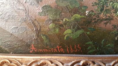  Domenico AMMIRATO (1833-1883) : Le Départ pour la promenade. Toile signée en bas...