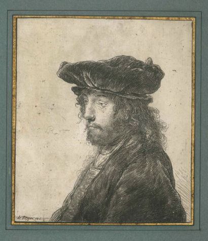 DEUX GRAVURES d'après Rembrandt ou divers : Quatrième tête orientale - Portrait...