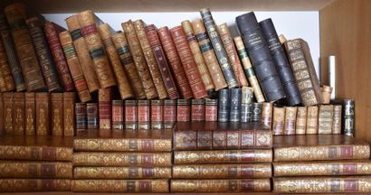  LOT de livres en reliure ancienne, principalement XVIIIe et XIXe siècles dont Voltaire...