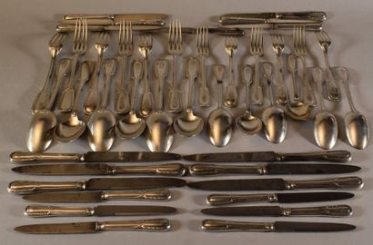 MÉNAGЀRE of CUTLERY in silver with frieze...