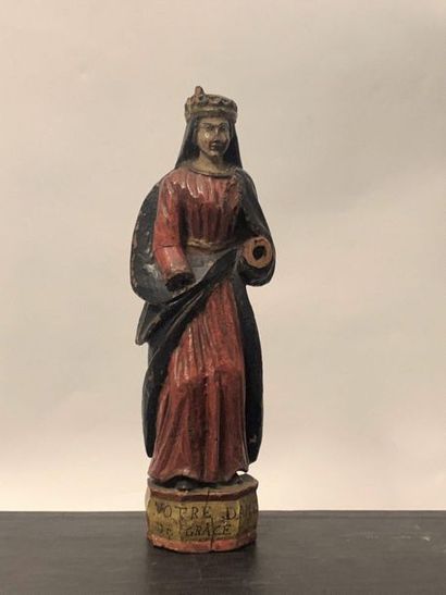 null Statuette representing Our Lady of Grace in polychrome wood. Alpine work of...