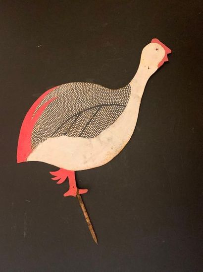 null Decorated and painted sheet metal guinea fowl probably used as a sign. 

Height...