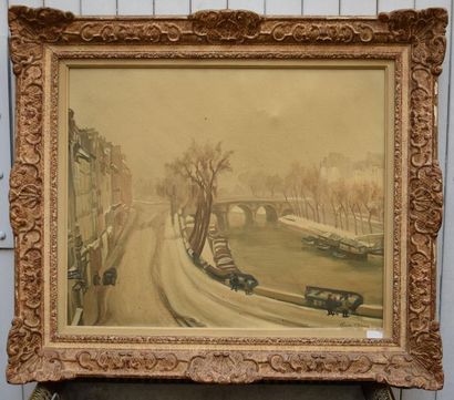 null Claude CHEREAU (1883-1974) : Les quais de la Seine. Toile signée en bas à droite....