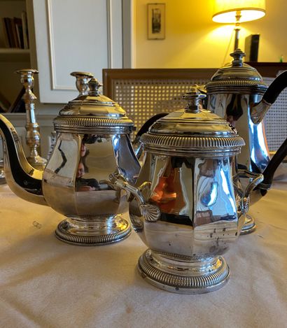 null SERVICE PART for tea and coffee in silver plated metal, including coffee pot,...