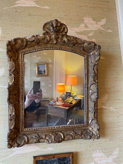 SMALL MIRROR with gold frame.