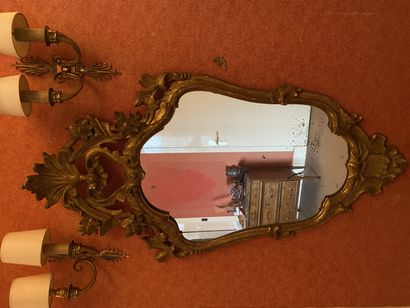 null MIRROR with gilded wooden pediment.