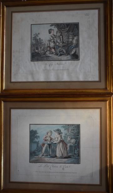 PAIR OF COLOUR ENGRAVINGS by BONNET, after...