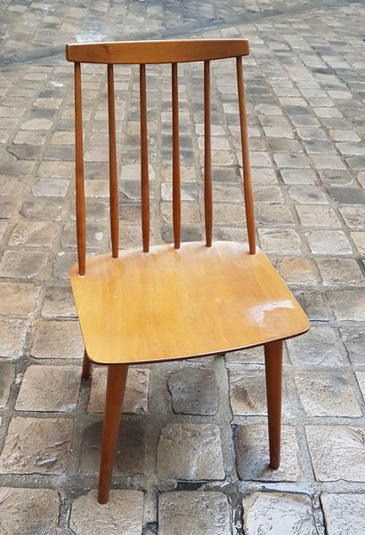 TWO Scandinavian teak Stick Back Chair model....