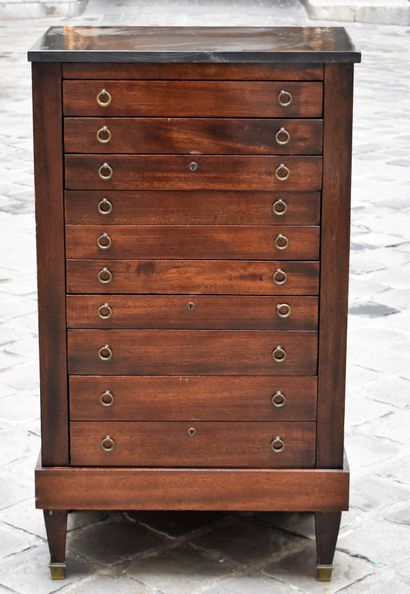 Ten drawers silver cabinet in natural wood,...