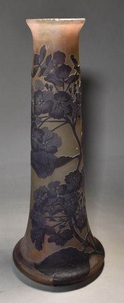 GALLÉ: Cameo glass vase decorated with flowers....