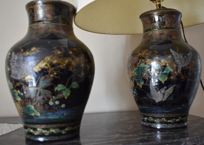 TWO earthenware VASES with landscape decoration....