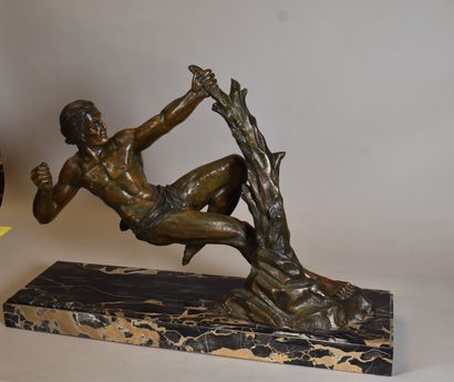 null GROUP in patinated ruler and portor base: Allegory of virility. Height. 59 -...