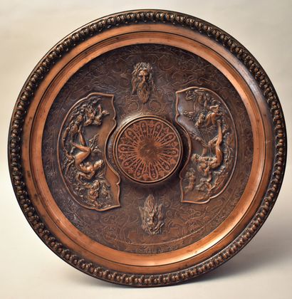 null Bronze EAGLE BASIN featuring Neptune and Diane. Diam. 46 cm