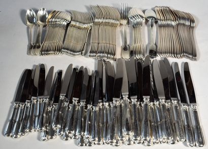 null CHRISTOFLE: PART OF silver-plated metal cutlery, net model, including large...
