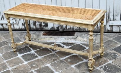 BANQUETTE caned lacquered wood, Louis XVI...